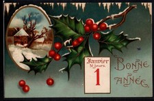 BH116 Bonne Année1er JANVIER EPHEMERIDE HOUX Paysage Belle LITHO KOPAL