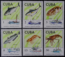 TIMBRES du 1CUBA - LA PÊCHE -