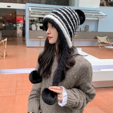 Femme bonnet tricot pom - tricot,