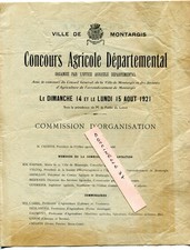 Programme Concours Agricole Départemental à MONTARGIS en 1921 dont Guignol