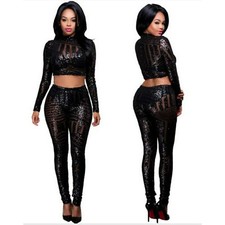 black sequin long sleeve two