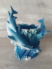 Décoration Aquarium Dauphin Bleu Porte-Plante - Accessoire Animalerie (1285)