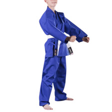 Karategi Bleu Poly 8 OZ Enfant Suit Uniforme Kimono Karaté Uniforme Ju-Jitsu Gi