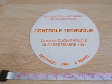 Autocollant GRAND PRIX HISTORIQUE DE BOURGOGNE - CONTROLE TECHNIQUE - 1991
