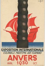 POSTCARD / CARTE POSTALE PUBLICITAIRE BELGIQUE EXPOSITION MARITIME ANVERS 1930