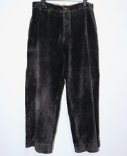 French Vintage 1940s Black Thick Corduroy Work Chore Pants W34 Made in France