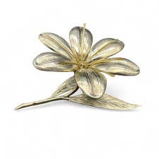 Cendrier fleur en métal argenté vintage hollywood regency