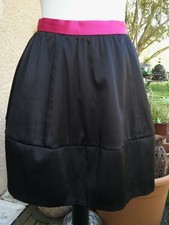 JUPE BOULE COURTE SATIN NOIRE + ROSE  LOLITA BABYDOLL KAWAII POP GALA  H&M T 36 