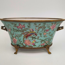 Cache pot - coupe ovale - porcelaine - bronze - peint à la main