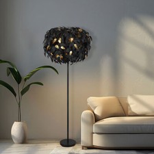 Lampadaire Accumulateur Luminaire Noir Feuilles Design Lampe de Chambre