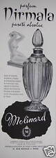 PUBLICITÉ DE PRESSE 1958 MOLINARD PARFUM NIRMALA PURETÉ ABSOLUE