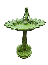 Bain d'oiseau / mangeoire à oiseaux en fonte avec un sirène 