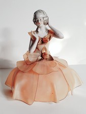 Porcelain Half Doll - Demie Figurine - Robe Celluloid - Porcelaine - Vintage