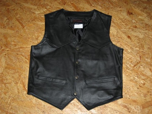 Gilet cuir lisse noir - gilet,