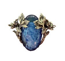 French Antique Art Nouveau Brooch Silver Plated Metal Pâte de Verre