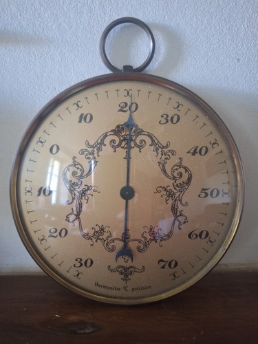 Ancien thermomètre rond en - ancien,