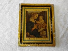 Art Catholique Vintage Madonne par  Filippo Lippi cadre reproduction 12x14,5cm