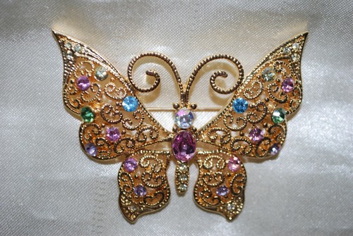 Golden filigree butterfly pin - butterfly,