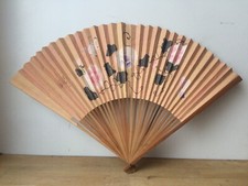 ancien éventail en bambou et papier peint