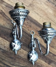 2 French Antique wall sconces Silver Chrome Dutch Ball 1920s Filigree A+ Quality