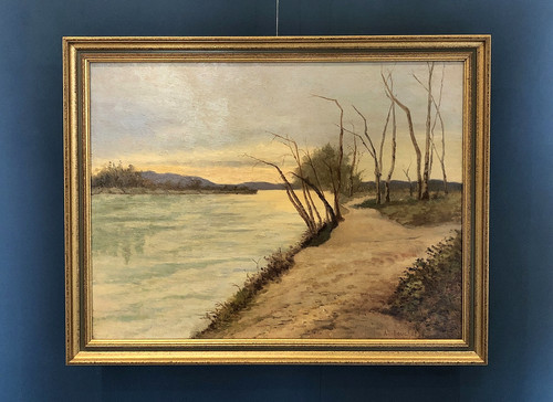 Antique oil canvas french - antique,