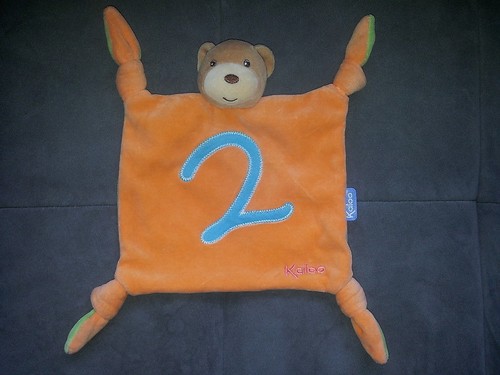 Doudou kaloo ours plat - doudou, orange