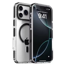 Coque iPhone 12-17 Pro Max Magnétique MagSafe Transparente Luxe Bordure Rayée