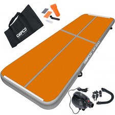 3M Tapis de Gymnastique Air Track Matte Tumbling Gonflable Orange Gris Clair