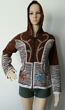 FJ7 COTTON FLEECE JACKET NEPAL : Handmade Ribs Floral Hippie Bohemian Coat S 