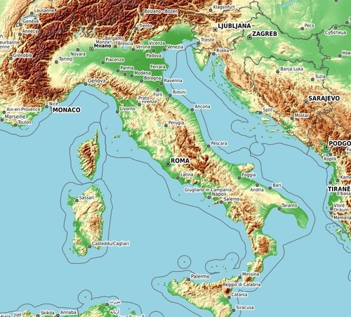 Italy topo gps map - map, for