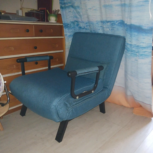 Fauteuil lit chauffeuse bleu - fauteuil-lit,