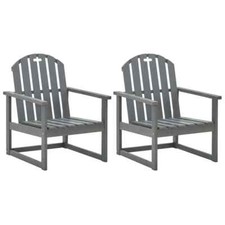 2x Bois d'Acacia Solide Chaises de Jardin Gris Fauteuils Patio Terrasse vidaXL