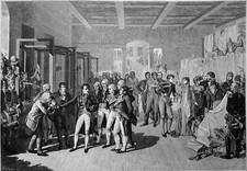 BONAPARTE et son ÉPOUSE à la MANUFACTURE des FRÈRES SEVENNE à ROUEN- Gravure 19e