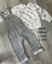 Petit Bateau Losan 2 ANS GARCON : Salopette Grise + Sweat Hiver TBE