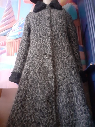 Manteau long laine gris - long, foncé