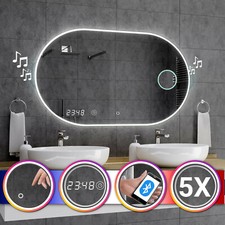 Miroir Salle De Bain Lumineux LED Hamburg INTERRUPTEUR HORLOGE BLUETOOTH F03