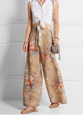 ZIMMERMANN Anais Floral Print High Rise Wide Leg Pants Size 0