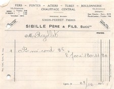 Facture  1925  FERS ACIERS