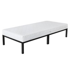 Cadre de lit noir en métal 90x200cm lit d'invité sommier à lattes matelas H:16cm