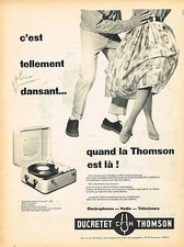 PUBLICITE ADVERTISING 045  1958  DUCRETET-THOMSON   éléctrophone valise 16 tours
