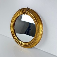 Petit miroir medaillon doré style Louis XV bois massif ancien déco murale