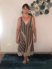 LILITH luxueuse robe salopette marron coton/lin taille 38/40 excellent état