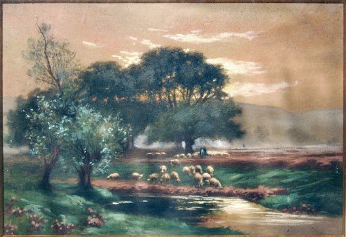Tableau paysage troupeau - tableau,