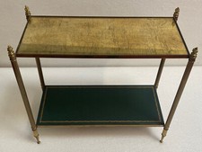 1950/70 Bout De Canapé Rectangulaire Maison Bagués Bronze Plateaux Feuilles D'or