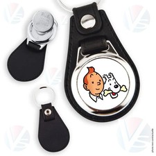 Porte-clés Tintin & Milou en simili cuir et avec jeton de caddie
