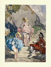 Auguste LEROUX . Casanova. au bord de l'eau ! gravure sur  papier JAPON !