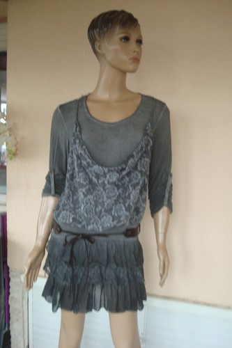 Robe tunique voile dentelle - voile, et