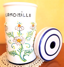Superbe Pot à pharmacie en porcelaine Camomille fleurs Vintage Italie Déco signé