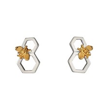Bee Et Alvéolaire Boucles D'Oreilles 9ct Jaune Plaqué Or Poinçonnée Tout Neuf