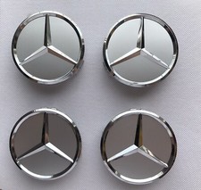 Lot 4 Logo Emblème Mercedes Jante Cache Moyeu Centre De Roue Insigne Gris 75mm.